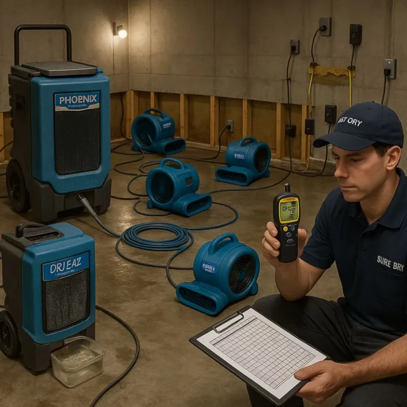 Structural Drying and Dehumidification process in Blue Hills, CT
